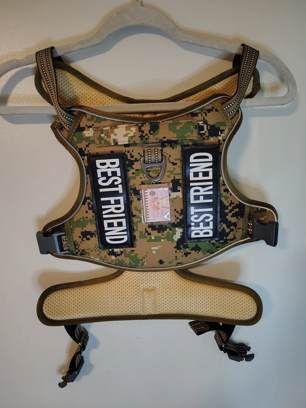 Tactical Camo Dog Training Harness Vest with ID Tag Holder & Morale Patches